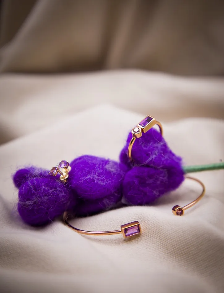 Bague jonc améthyste lavande — pierres fines Bijouterie Shiro