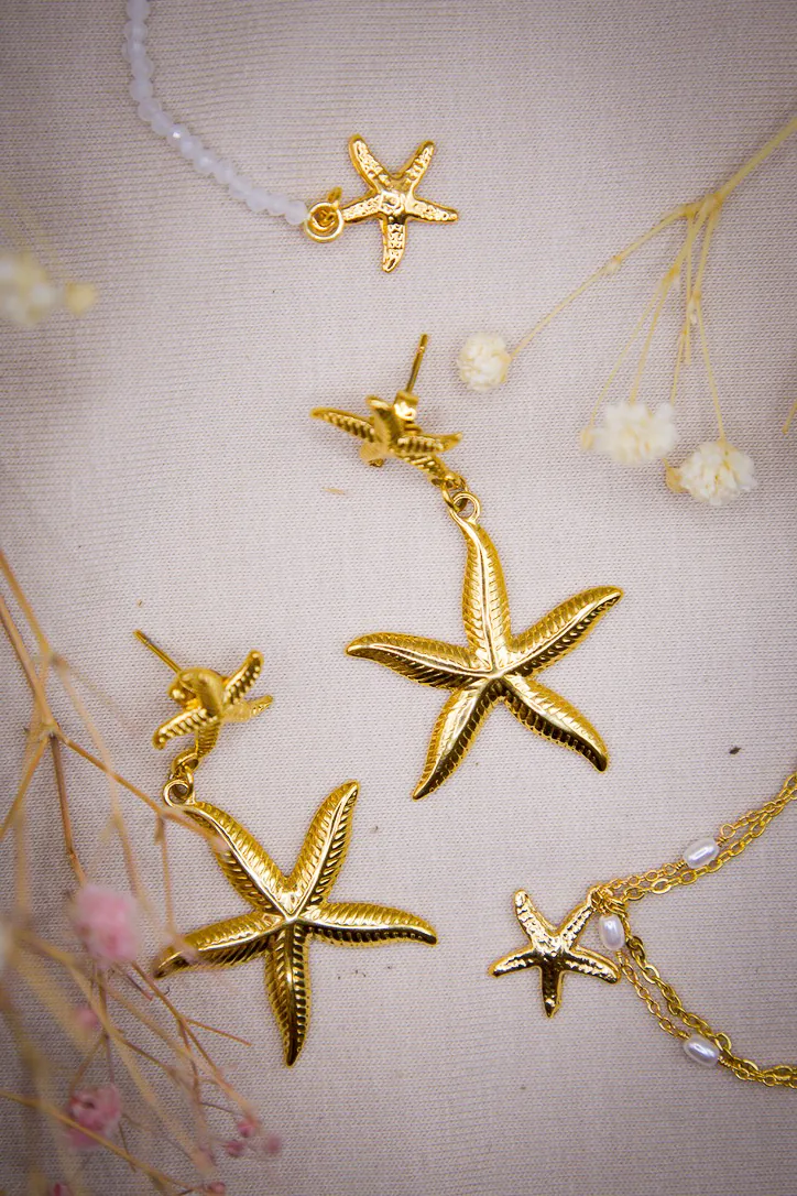 Boucles d'oreilles et collier étoile de mer en or — Bijouterie Shiro