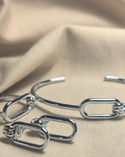 Bracelet jonc et bague maillons en argent — Bijouterie Shiro