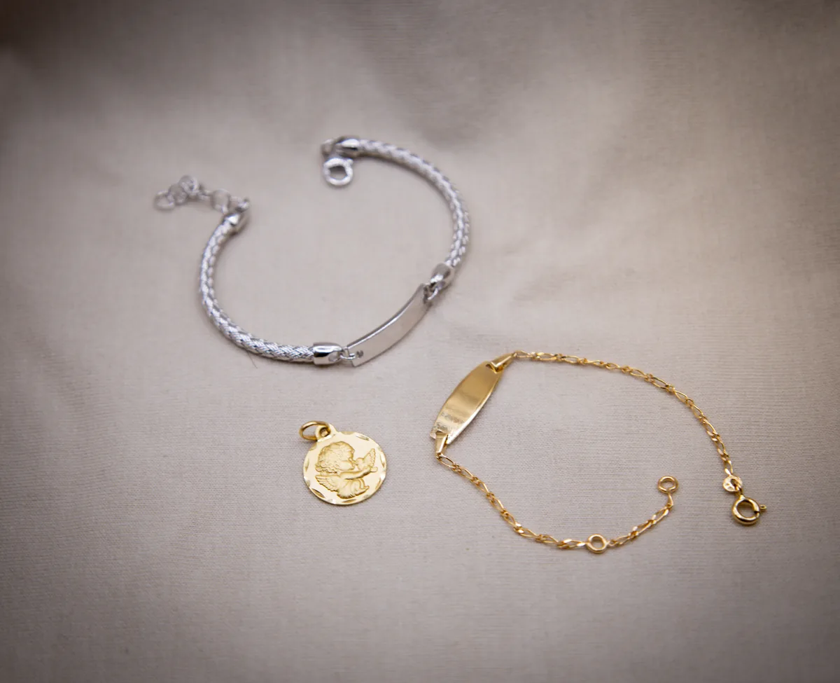 Bracelets identité et médaille ange — cadeau de baptême, Bijouterie Shiro