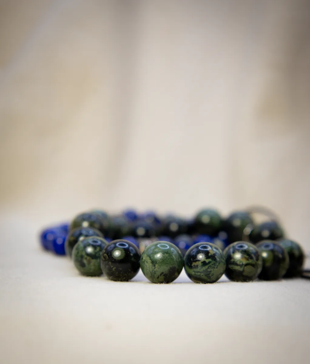 Bracelets en perles de lapis-lazuli et jaspe — pierres fines Bijouterie Shiro